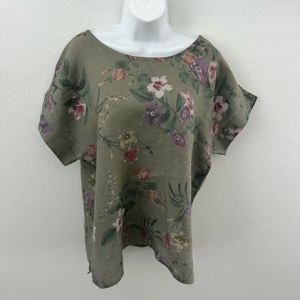 Green Flutter Sleeve‎ Boxy Blouse
